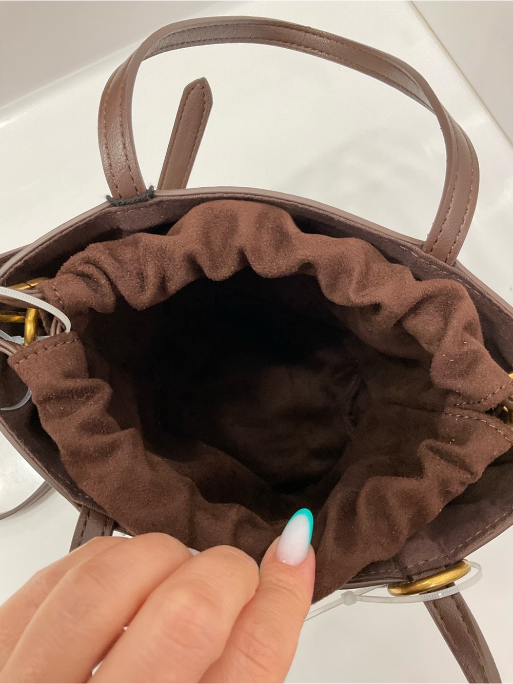 NWT Steve Madden Brown Fringe Bucket Shoulder Bag with Tassel - Picture 11 of 12